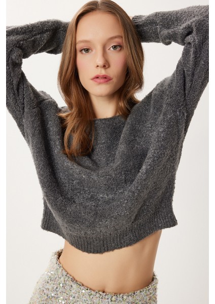 Yumuşak Dokulu Triko Kazak LCI0047 Antrasit