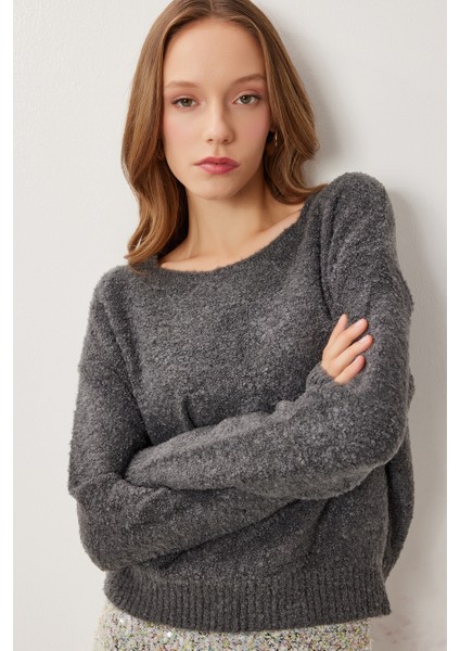 Yumuşak Dokulu Triko Kazak LCI0047 Antrasit modelleri