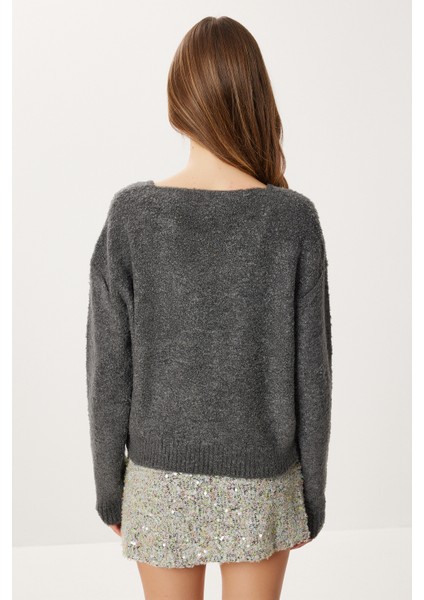 Yumuşak Dokulu Triko Kazak LCI0047 Antrasit indirimleri