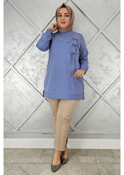 Kadın Düğme Taş Detaylı Biyeli Tesettür Tunik modelleri
