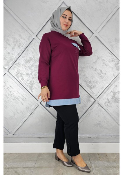 Kadın Broş ve Kombin Detaylı Tesettür Tunik