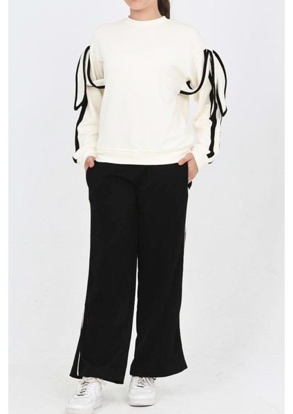 Kız Çocuk Kol Aksesuarlı Geniş Paçalı Alt- Üst Takım 12320 modelleri