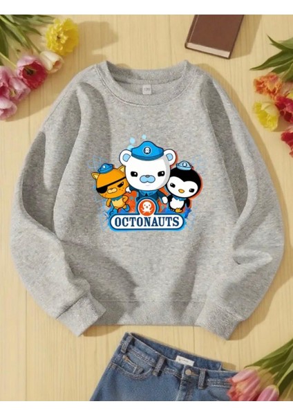 Punıx Kıds Octonauts Baskılı Yüksek Kalite Kışlık Kalın 3 Iplik Bisiklet Yaka Kız Çocuk Sweatshırt
