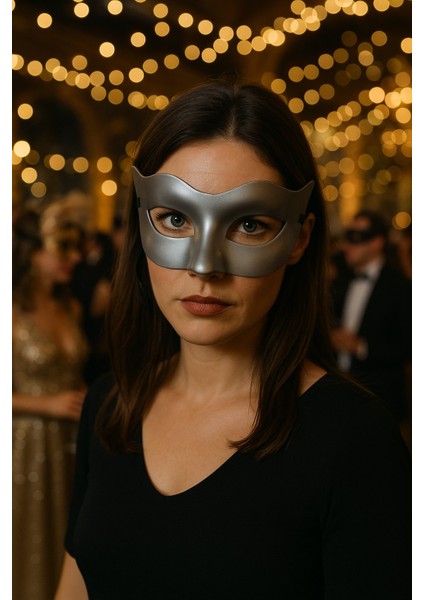 Gri Metalik Parti Maskesi Yetişkin Kadın Için Şık Kostüm Aksesuarı Maske Balosu Model modelleri