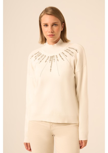 Kadın Işleme Detay Kazak Ekru 25194 fiyatları