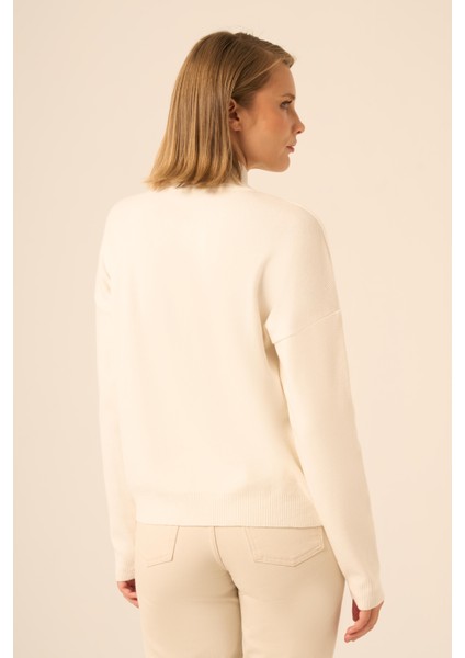 Kadın Işleme Detay Kazak Ekru 25194 indirimleri