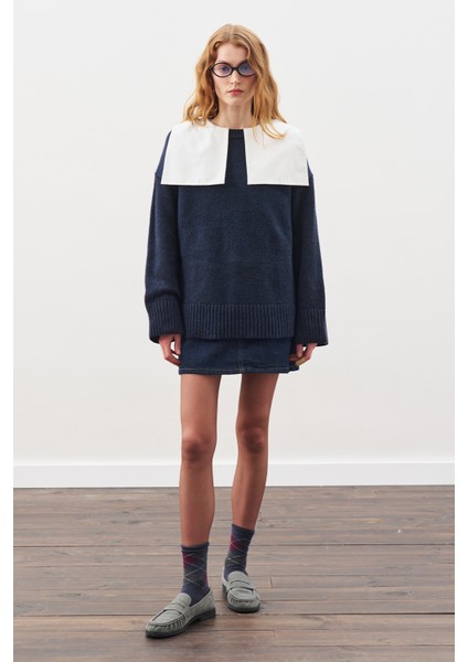 Chunky Oversıze Kazak Lacivert modelleri