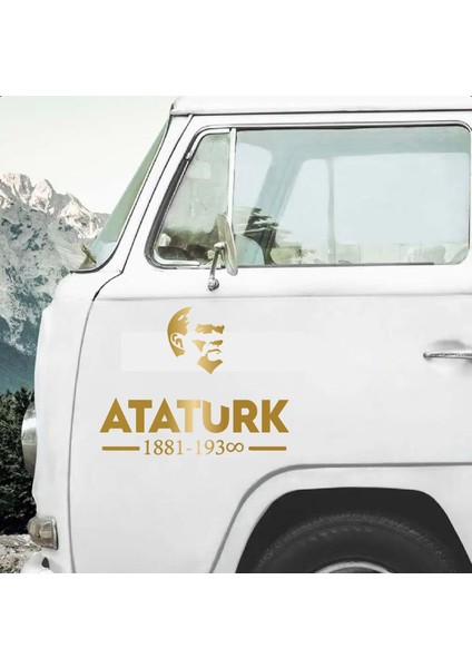 Atatürk ve Ay Yıldız Sticker, Atatürk Yazısı, Araba Oto Motosiklet Karavan Sticker 00621