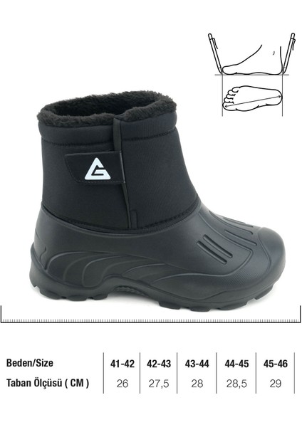 Erkek Kışlık Içi Peluşlu Su Geçirmez Tek Cırt Cırtlı Boğazdan Ayarlanabilir Rahat Taban Günlük Eva Kar Bot Çizme