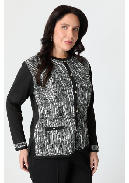 Büyük Beden Desenli Hırka-Siyah indirimleri