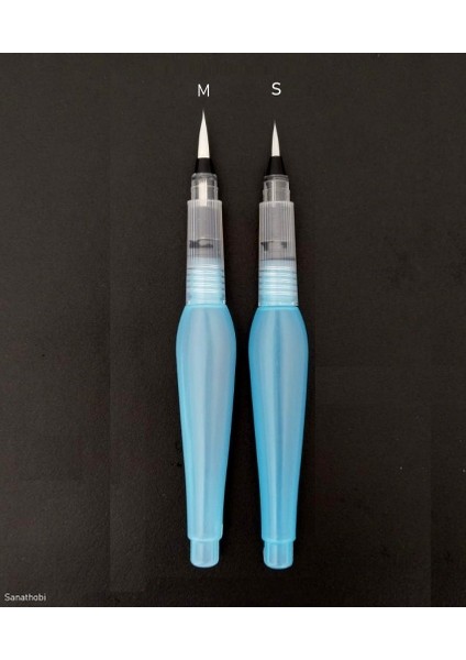 Fırça Uçlu, Brush Pen, Sulu Boya, Su ve Mürekkep Hazneli, Boyama Kalem Mavi-M-S Beden