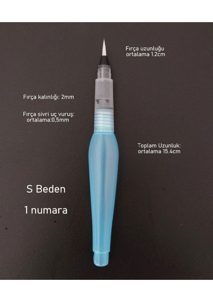 Fırça Uçlu, Brush Pen, Sulu Boya, Su ve Mürekkep Hazneli, Boyama Kalem Mavi-M-S Beden fırsatları