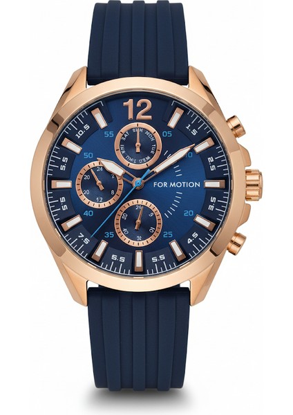 Erkek Kol Saati Altın Renk, Mavi Kadran - Şık Silikon Kordon, 2 Yıl Garantili