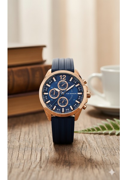 Erkek Kol Saati Altın Renk, Mavi Kadran - Şık Silikon Kordon, 2 Yıl Garantili fiyatları