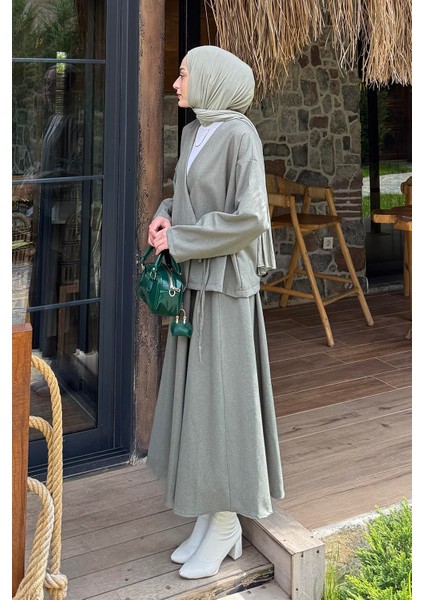 Bağlama Detaylı Etekli Takım Haki fiyatları