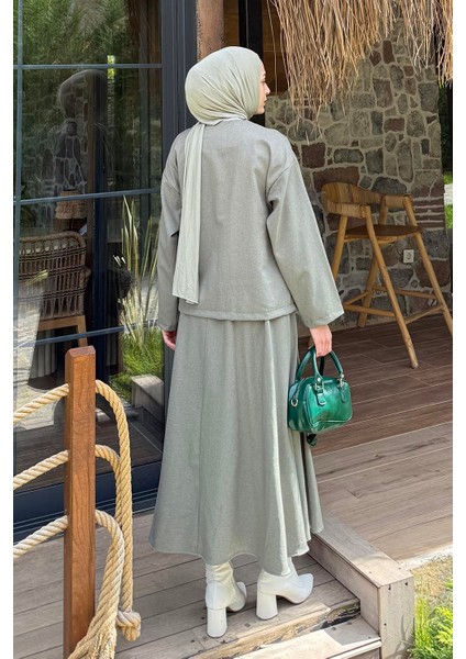 Bağlama Detaylı Etekli Takım Haki fırsatları