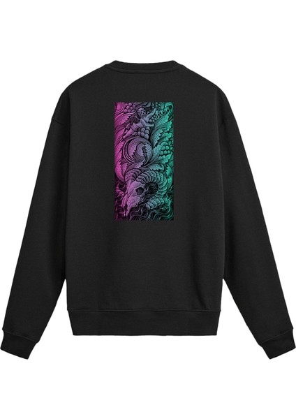 Sırt Baskılı Death Metal Mitolojik Figür Sweatshirt