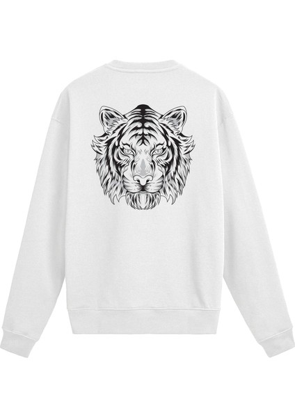 Sırt Baskılı Kaplan Tasarımlı Sweatshirt