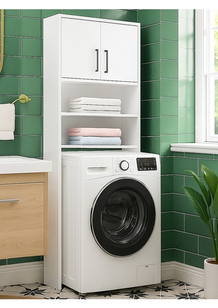 Lumy 4 Raflı Kapaklı Çok Amaçlı Çamaşır Makinesi Dolabı Beyaz fiyatları