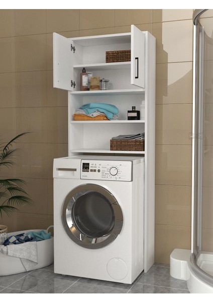 Lumy 4 Raflı Kapaklı Çok Amaçlı Çamaşır Makinesi Dolabı Beyaz modelleri