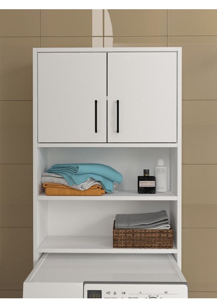 Lumy 4 Raflı Kapaklı Çok Amaçlı Çamaşır Makinesi Dolabı Beyaz fırsatları