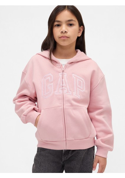 Kız Çocuk Pembe Gap Logo Fermuarlı Sweatshirt indirimleri