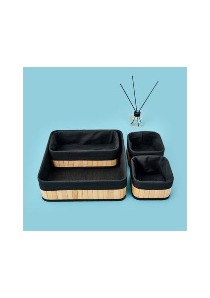Living 4'lü Bambu Sepet - Bej / Siyah fiyatları