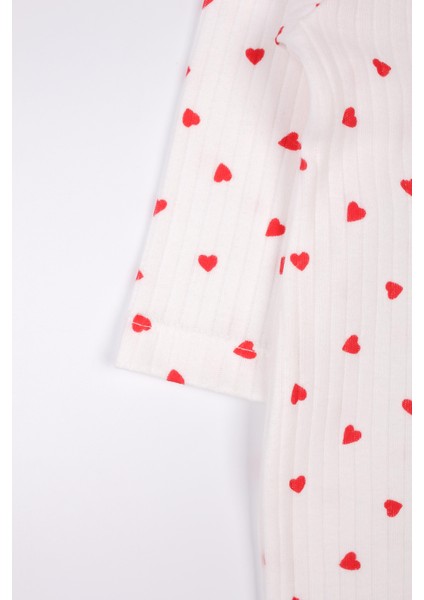 Yenidoğan Patikli Tulum Kırmızı Kalpli Çıtçıtlı Bebek Tulumu modelleri