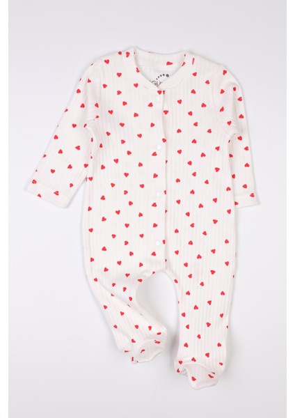Yenidoğan Patikli Tulum Kırmızı Kalpli Çıtçıtlı Bebek Tulumu indirimleri
