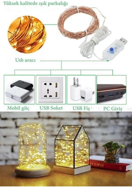 Yılbaşı ve Özel Konsept Dekorasyon 5 mt USB Bağlantılı LED Işık