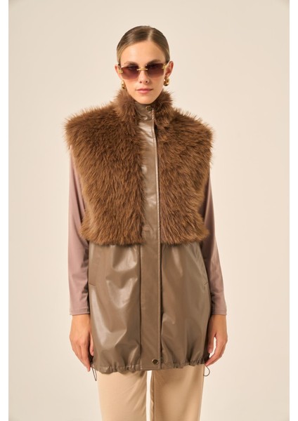 Bayan Pelüs Detay Deri Yelek Kahve 31243 fırsatları