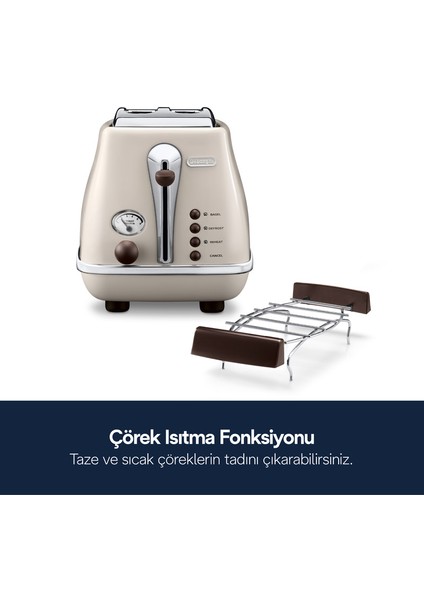 Icona Vintage İki Dilim Ekmek Kızartma Makinesi CTOV 2103.BG modelleri