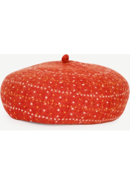 Yün Karışımlı Desenli Vinatge Şapka