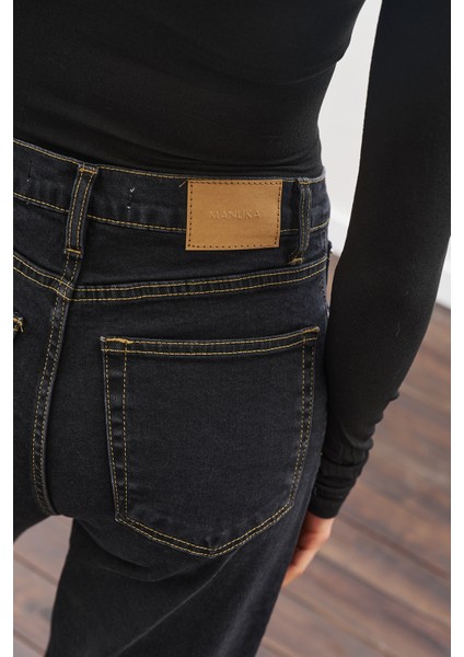 Uzun Hafif Geniş Paça Jean Pantolon Siyah fırsatları