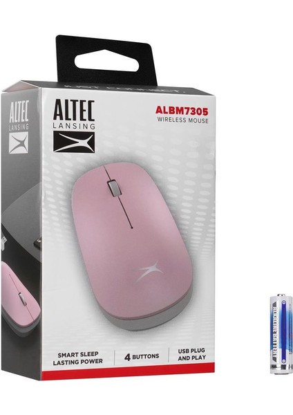 Lansing ALBM7305 Pembe 2.4ghz USB 1600DPI Alkalin Pilli Kablosuz Mouse fiyatları