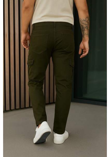Erkek Bol Paça Trend Haki Gabardin Kargo Pantolon indirimleri