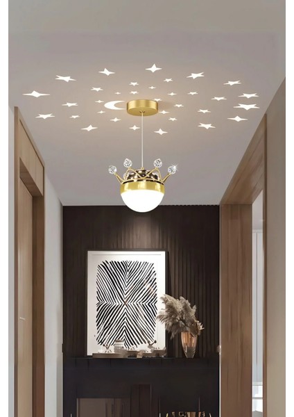 Dolunay Model 3 Renk Metal Salon Mutfak Oturma Yatak Odası Modern LED Sarkıt Avize