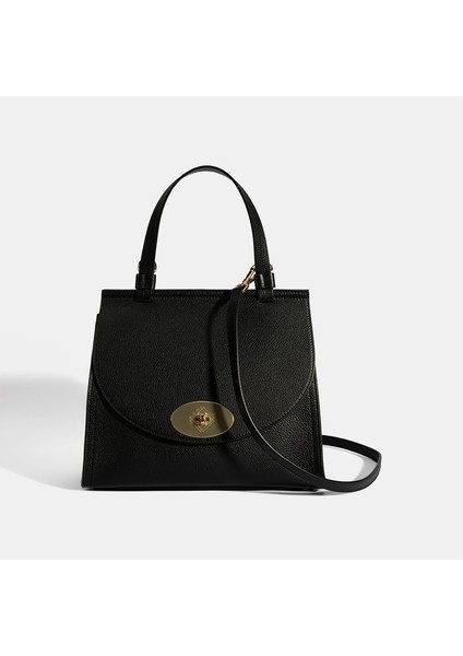 Kadın Siyah Omuz Askılı Deri El Çantası