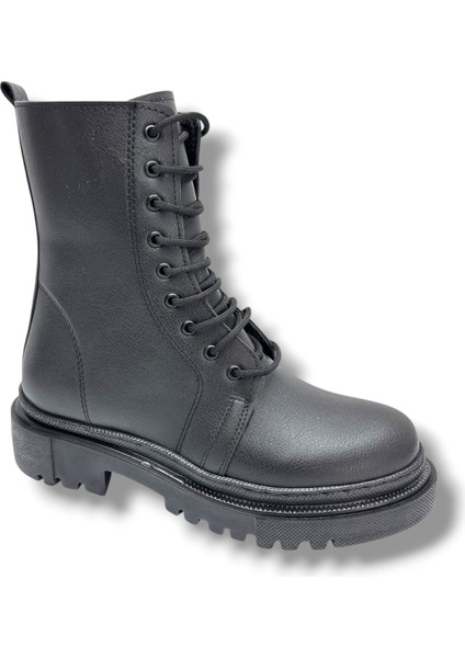 K-42-26 Anatomik Cilt Deri Fermuarlı Bağcıklı Postal Kadın Bot