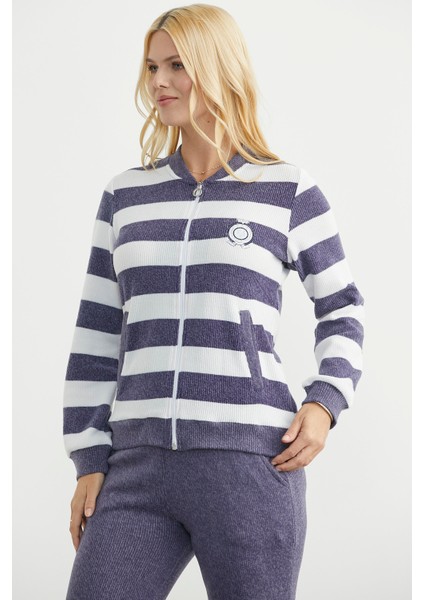 Fitilli Çizgi Kombinli Pijama Takım - Lacivert modelleri