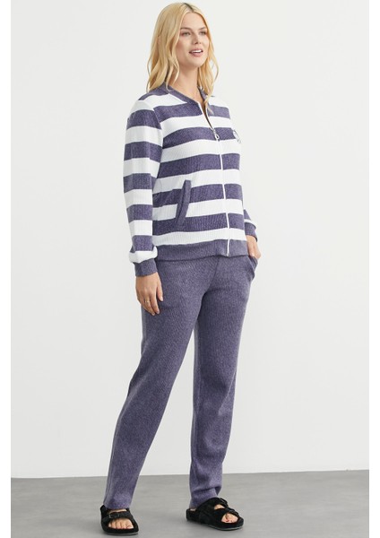 Fitilli Çizgi Kombinli Pijama Takım - Lacivert indirimleri