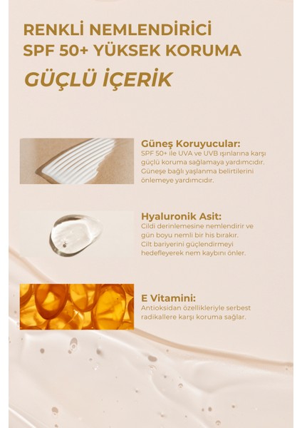 Renkli Nemlendirici, Cilt Tonu Esitleme, Yüksek Güneş Koruması, Spf 50 Renkli Güneş Kremi 30 ml modelleri