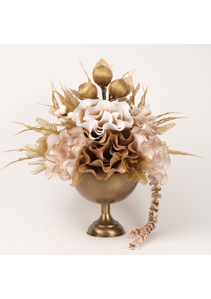 Yapay Çiçekli Antik Yuvarlak Vazo No:8