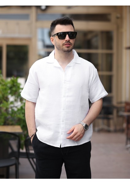 Erkek Relax Fit Kısa Kollu Keten Gömlek fiyatları