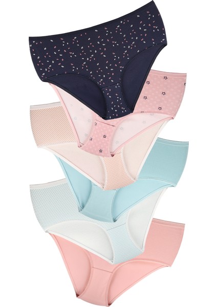 Kadın 12'li Karışık Renkler Yüksek Bel Külot 657