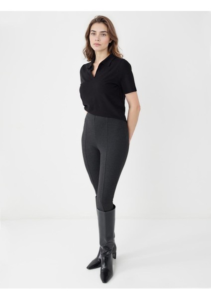Antrasit Dar Paça Yüksek Bel Dar Kesim Örme Tayt fiyatları