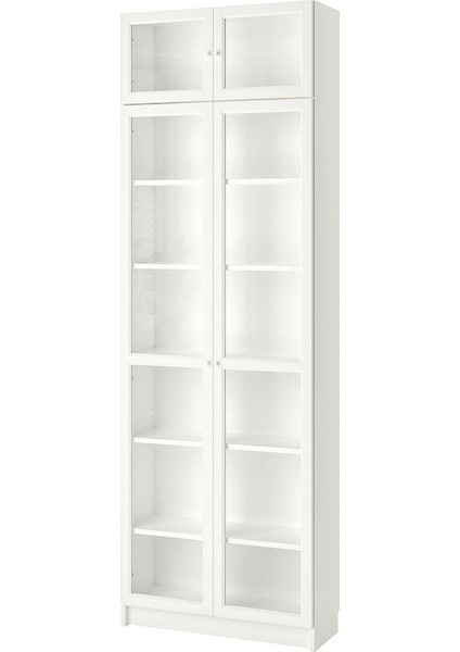 Cam kapaklı kitaplık, beyaz, 80x30x237 cm