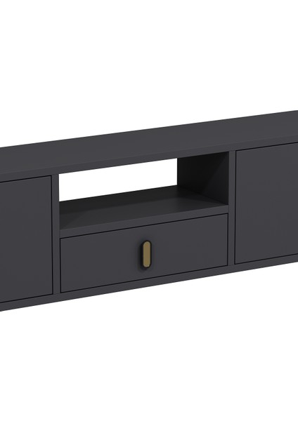 1324DROPDD-32 Duvara Montaj Tv Sehpası Antrasit-Altın indirimleri