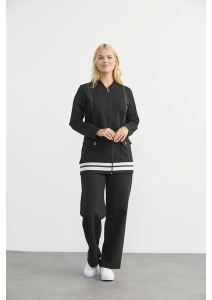 Tam Fermuarlı Tunik Eşofman Takım - Siyah modelleri