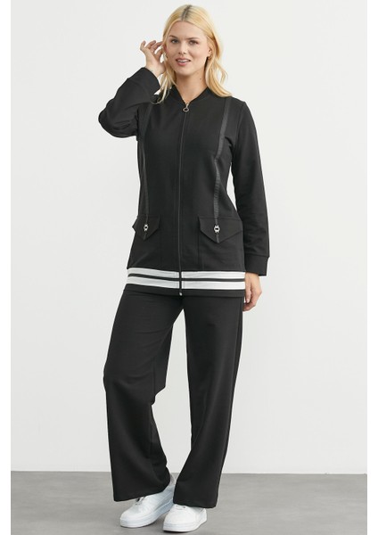 Tam Fermuarlı Tunik Eşofman Takım - Siyah fırsatları